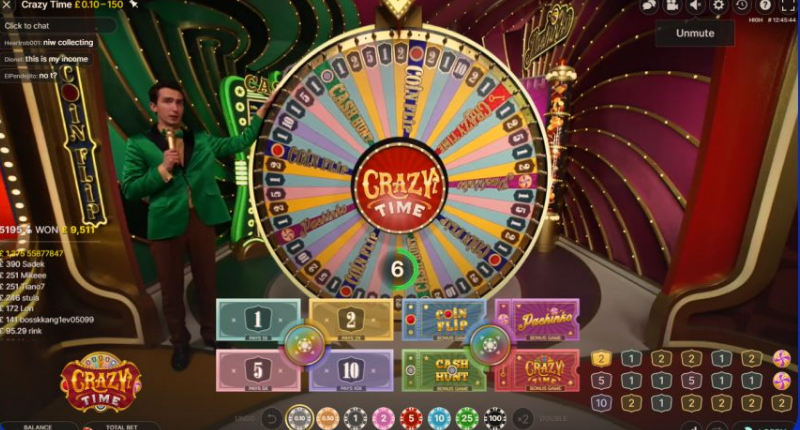 Интерфейс игры Crazy Time